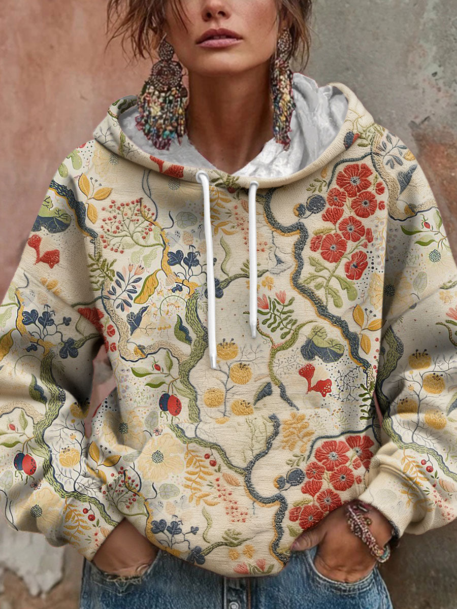 Flora™ - Women's Bohemian Floral Art Hoodie