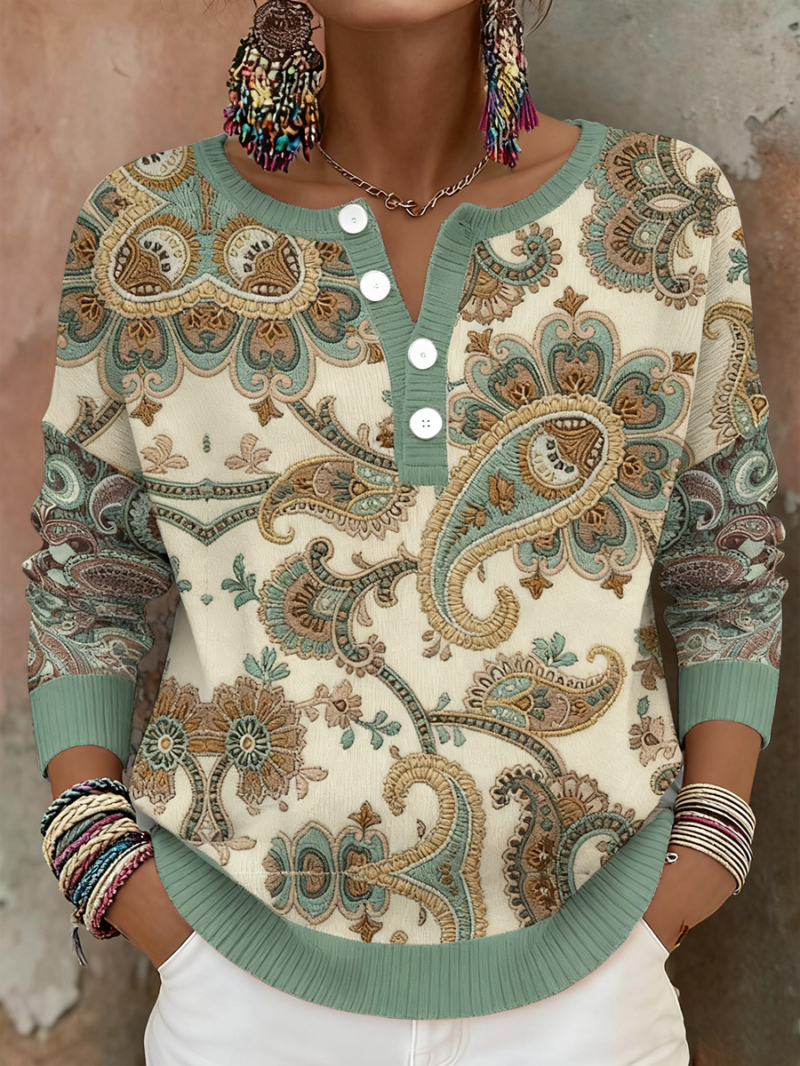 Bohemian Floral Art Print Tops for Women