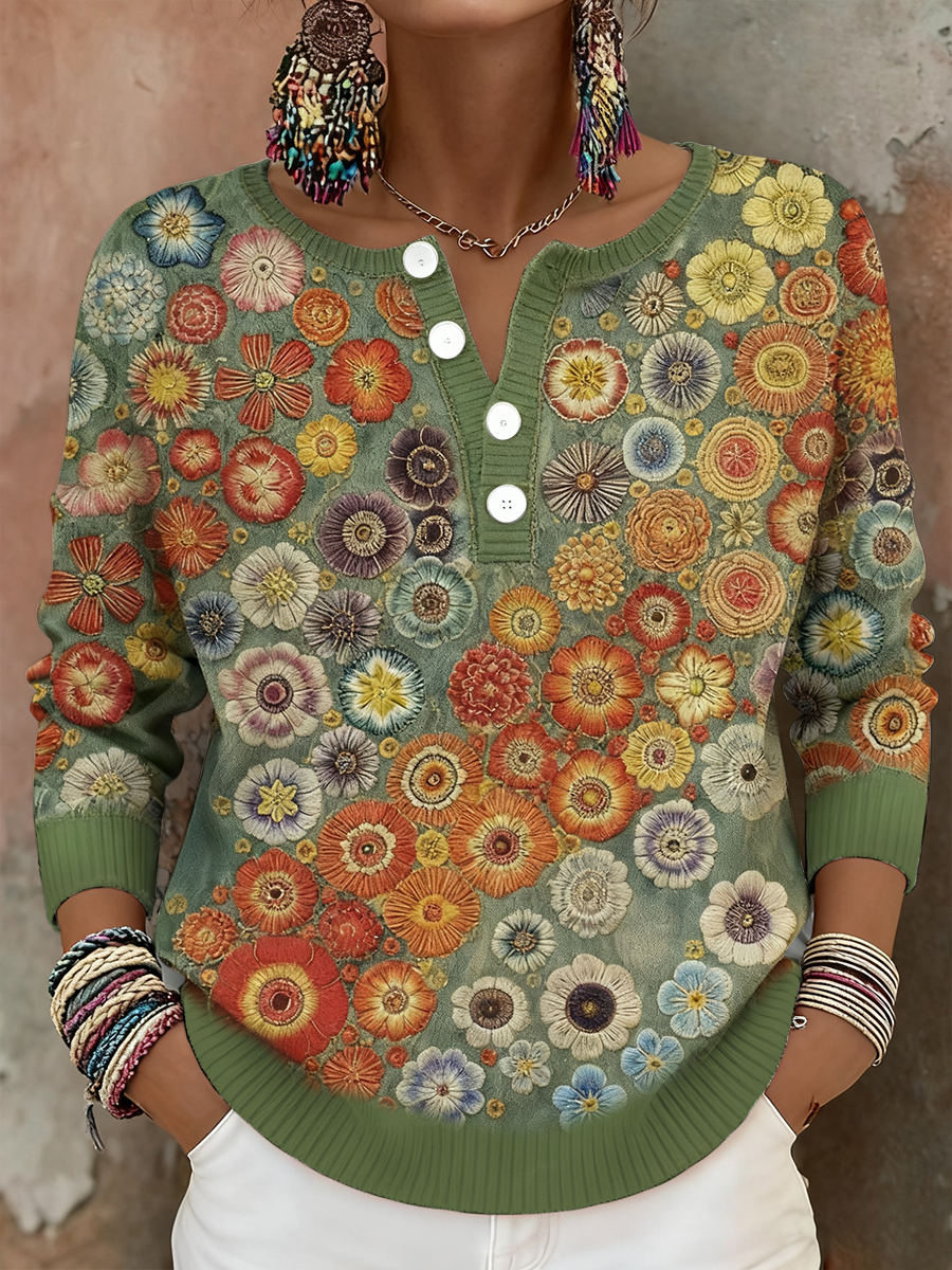 Floral Art Printed Bohemian Tops for Women