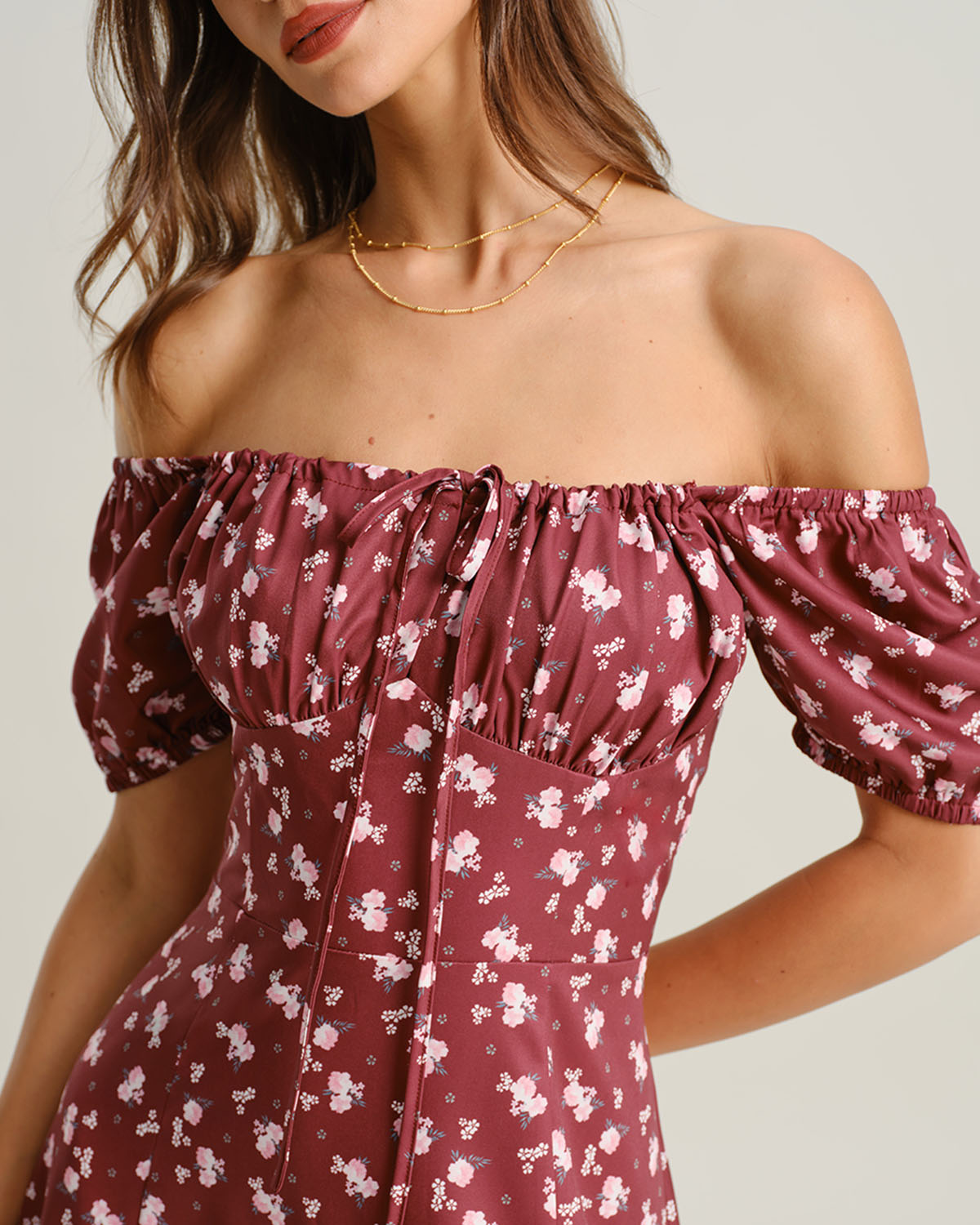 Scarlett – Floral Square Neck Puffed Sleeve Midi Dress
